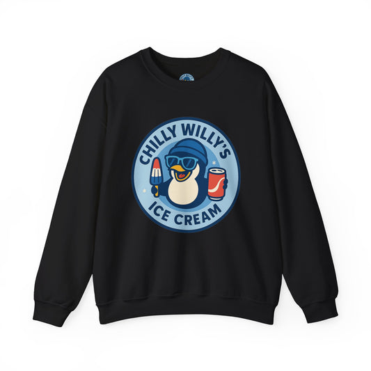 Chilly Willy's Ice Cream Sweatshirt, Fun Unisex Crewneck, Perfect for Ice Cream Lovers, Summer Vibes Apparel, Gift for Friends & Family