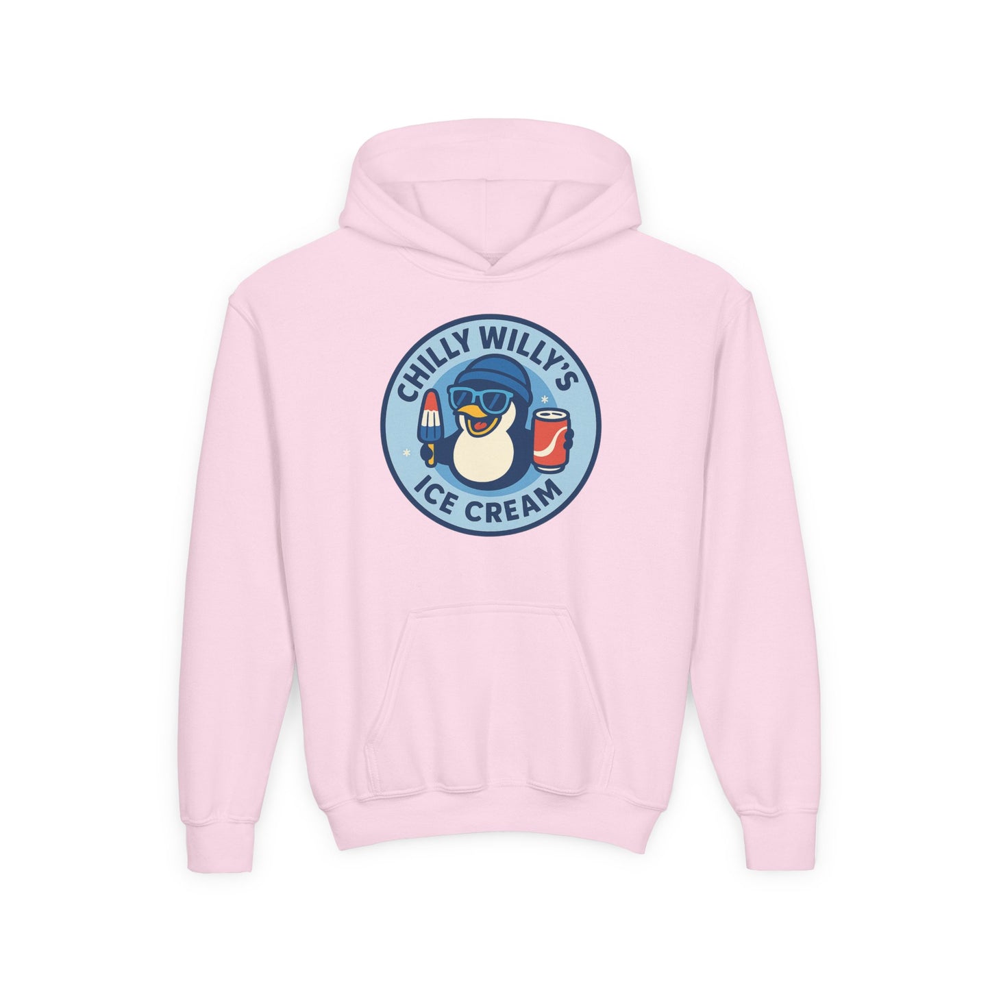 Chilly Willy's Ice Cream Youth Hoodie, Fun Winter Apparel, Kids Gift, Birthday Celebration, Cozy Sweatshirt